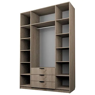 картинка Шкаф ЭКОН распашной 4-х дверный 3-мя ящиками с 4-мя зеркалами от магазина КУПИ КУПЕ